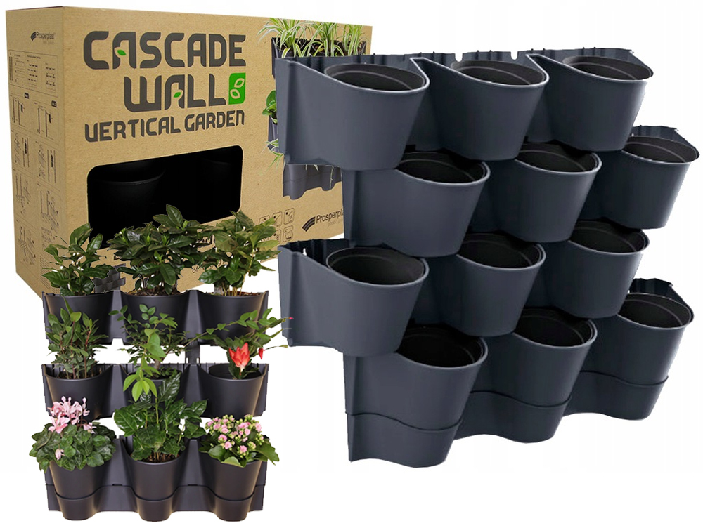 Kvetináč Prosperplast 67 cm x 17,7 x 57 cm priemer 10 cm plast odtiene sivej a striebornej